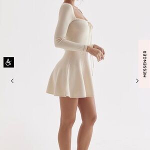 Oh Polly Cream Sweetheart Fit and Flare Dress